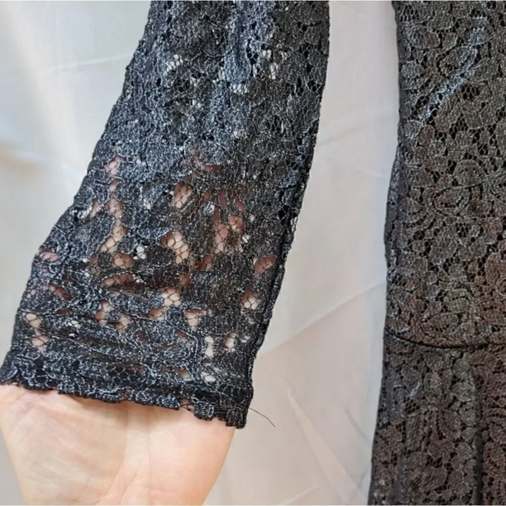Black metallic lace Covington dress - Picture 5 of 8